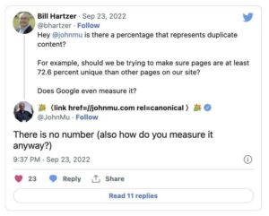 What percentage equals duplicate content for Google